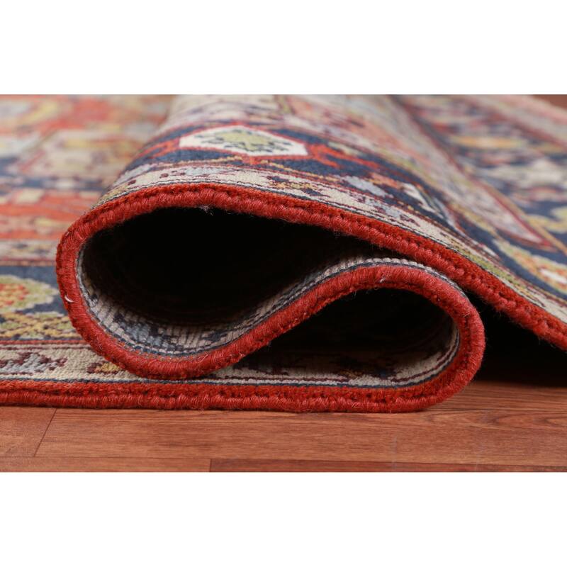 Hand Knotted Oriental 100% Wool Carpet Traditional Medallion Oranges & Rust Heriz (serapi) Area Rug - 12' 2'' X 8' 11''