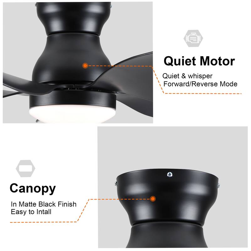 Modern Small Ceiling Fan Light with 3 Color Temperatures and 5 Blades, 6 Adjustable Wind Speeds for Bedroom and Living Room