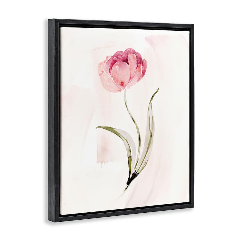 Stupell Pink Blossom with Leaves Framed Floater Canvas Wall Art Design By Kristen Brockmon