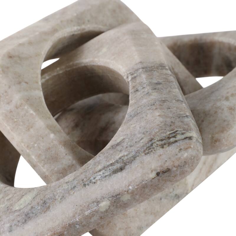 Sagebrook Home 11" 3-link Onyx Marble Chain, Beige, 1"H - 11" x 4.5" x 1"