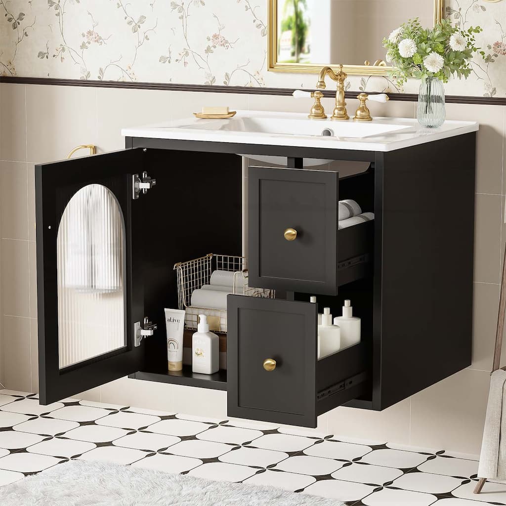 24" Bathroom Vanity Set Wall Mounted for Small Space