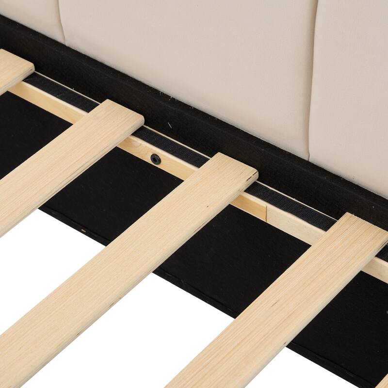Velvet Upholstered Daybed with Two Drawers and Soft Headboard