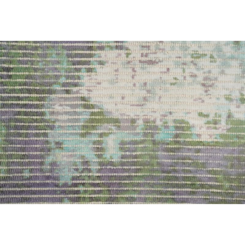 Hand Knotted Oriental Viscose Silk Carpet Modern Abstract Multi-Colored Abstract Area Rug - 4' 0'' X 2' 0''