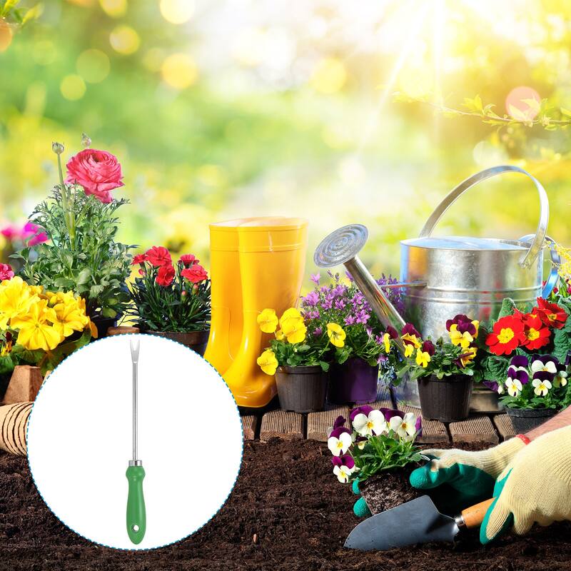 Weed Puller Tool, 2Pcs Stainless Steel Patio Garden Hand Digging Tool - Green