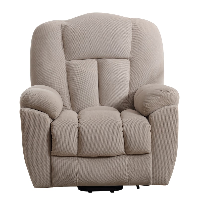Grey Lift Recliner for Seniors with Heated Massage, USB Port, Side Pockets, and Durable Fabric Upholstery