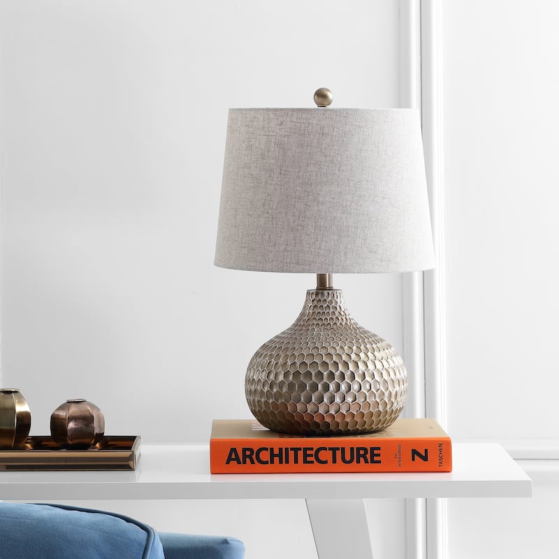 Mackenzie 22" Honeycomb LED Table Lamp, Antique Brown by JONATHAN Y