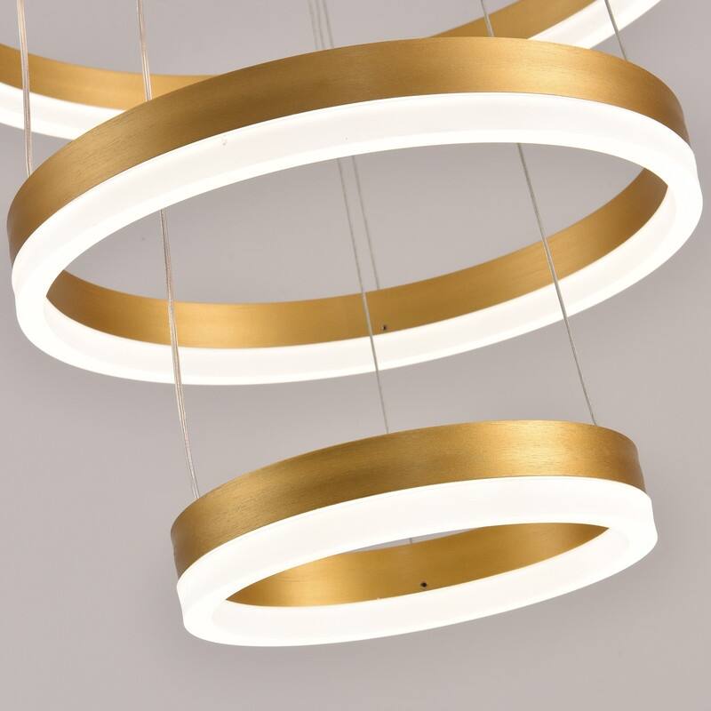 Modern Ring LED Chandelier Ring Adjustable Ceiling Light with Remote Control for High Ceilings