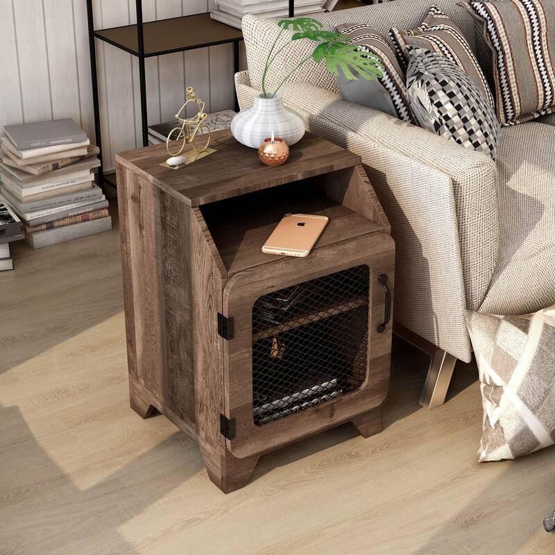 DH BASIC Rustic Oak 16-inch 3-Shelf End Table by Denhour