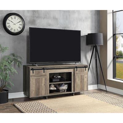 Farmhouse Style 60" TV Stand with 2 Sliding Barn Doors and 2 Media Compartments for Living Room