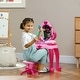 preview thumbnail 9 of 8, Qaba Kids Vanity Set with Mirror and Stool, Girls Makeup Table with Light and Sound, 15 Accessories, Pretend Play Set - Pink