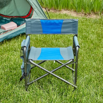 1-piece Padded Folding Outdoor Chair with Storage Pockets,Lightweight Oversized Directors Chair for indoor, Outdoor Camping