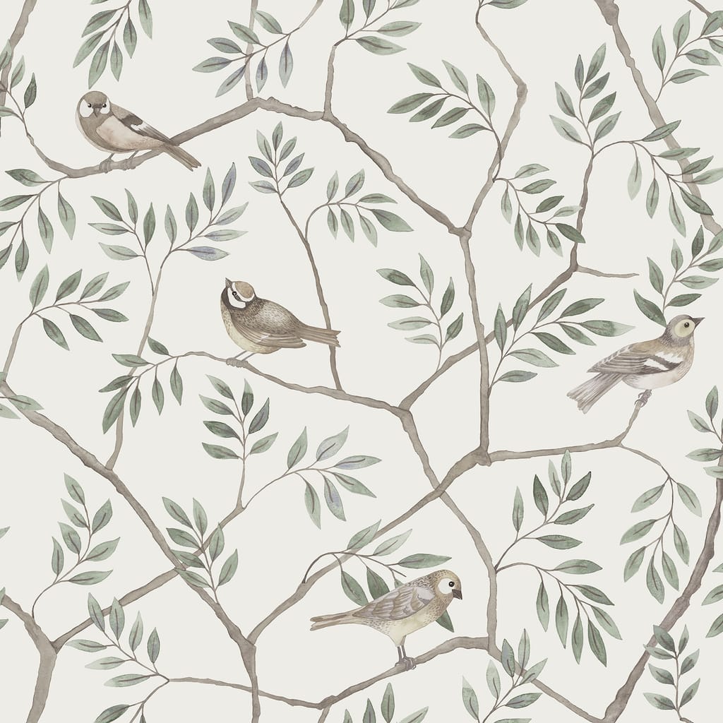 A-Street Prints Crossbill Off White Branches Wallpaper