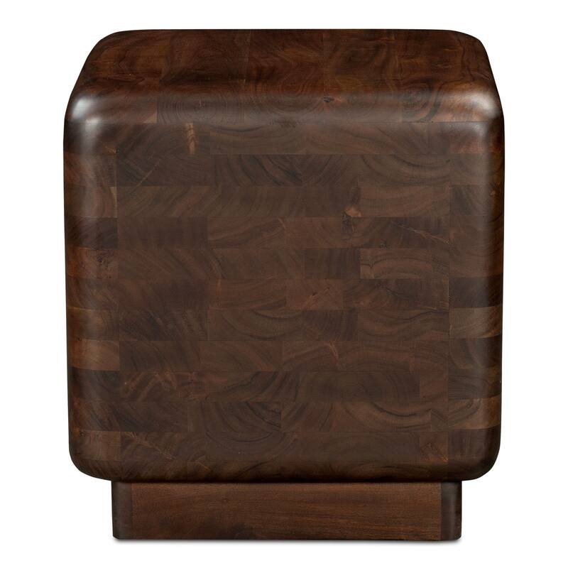 NADAAL STUDIOS Lycia Side Table, Oversized Square Shape in Solid Acacia Wood, Dark Brown - Wood - Dark Brown