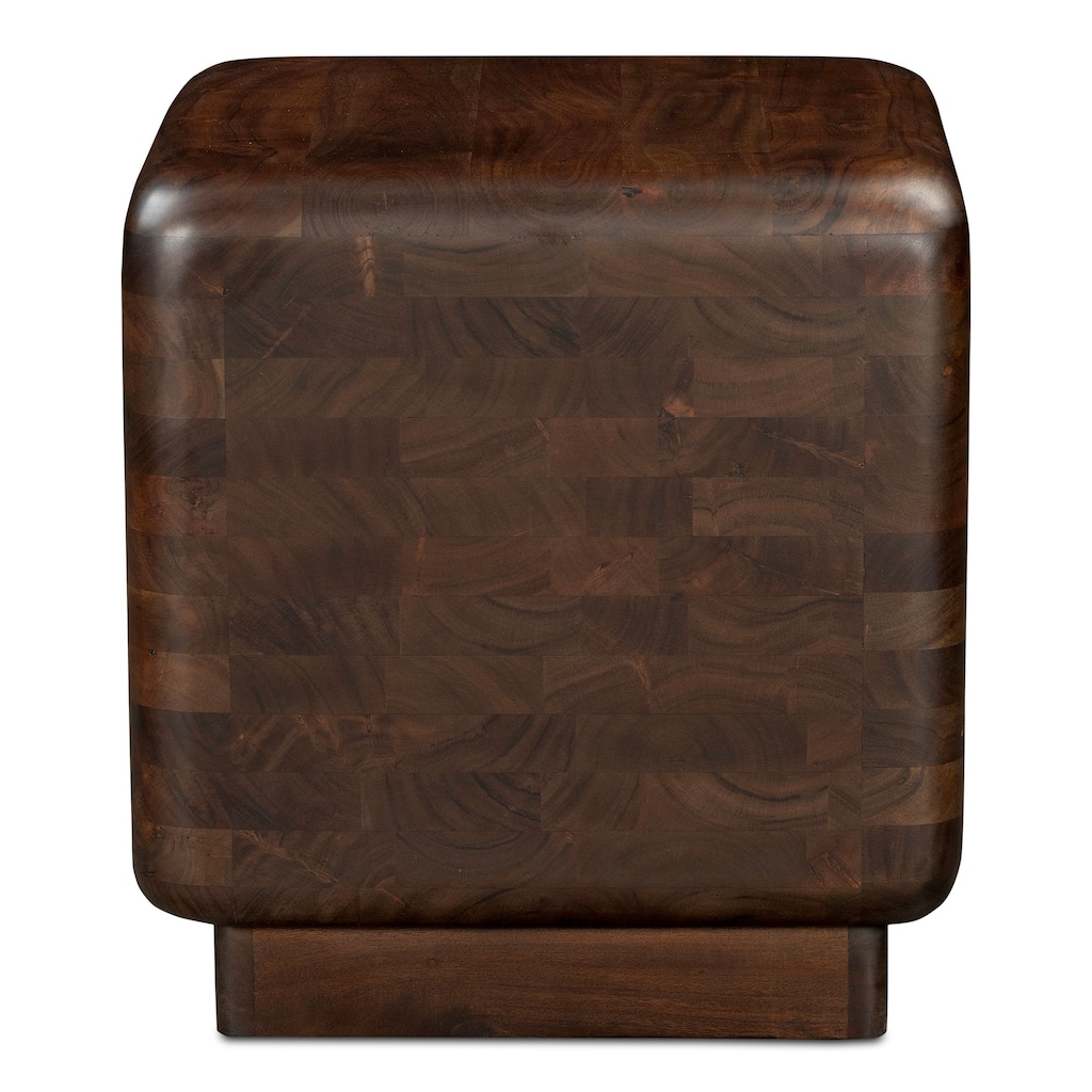 NADAAL STUDIOS Lycia Side Table, Oversized Square Shape in Solid Acacia Wood, Dark Brown