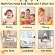 preview thumbnail 2 of 7, Kids Table and 2 Chairs Set, 3 Pieces Toddler Table and Chair Set, Wooden Activity Play Table Set (White)