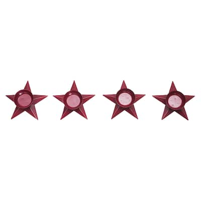 Tealight Holder Star Burgundy Set of 4 1.5x5x5 - N/A