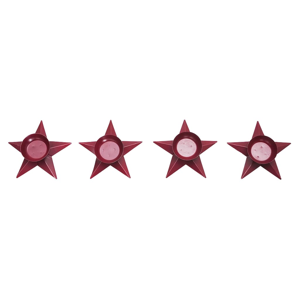 Tealight Holder Star Burgundy Set of 4 1.5x5x5 - N/A