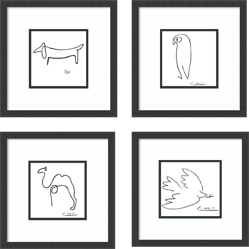 Picasso Animal Drawings - set of 4 Framed Art Print