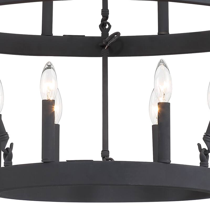 Farmhouse Black 15-light Tiered Chandelier for Dining Room - 27.5
