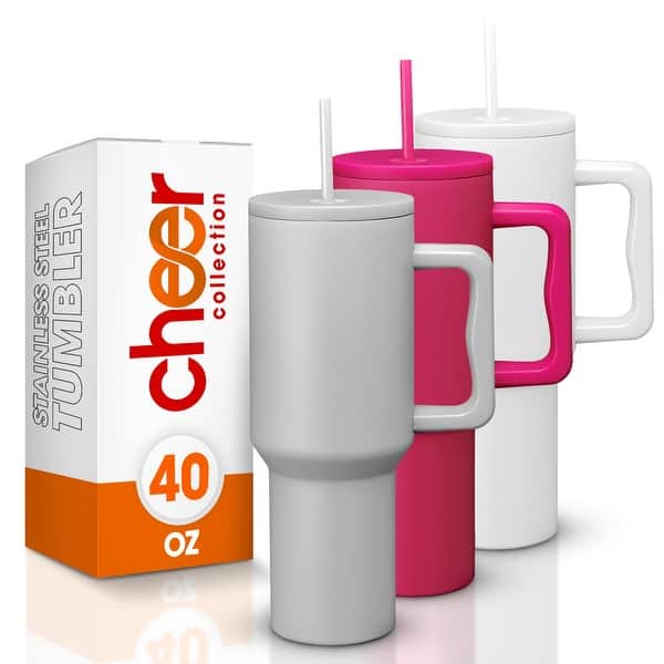 slide 2 of 48, Cheer Collection Insulated Tumbler with Reusable Straw