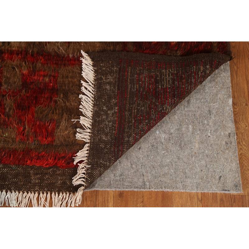 Brown Tribal Geometric Moroccan Berber Area Rug Handmade Wool Carpet - 8'1" x 10'6"