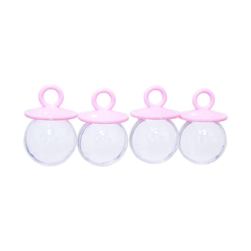 Set of 24 pcs Pink Plastic Baby Pacifier Baby Shower Party Favor Candy Holder Gift Box 2.75in - 2.75" H x 1.5" W x 1.5" DP