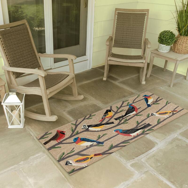 Liora Manne Frontporch Birds Indoor/Outdoor Rug - 2' x 5' - 2' x 5' - Natural