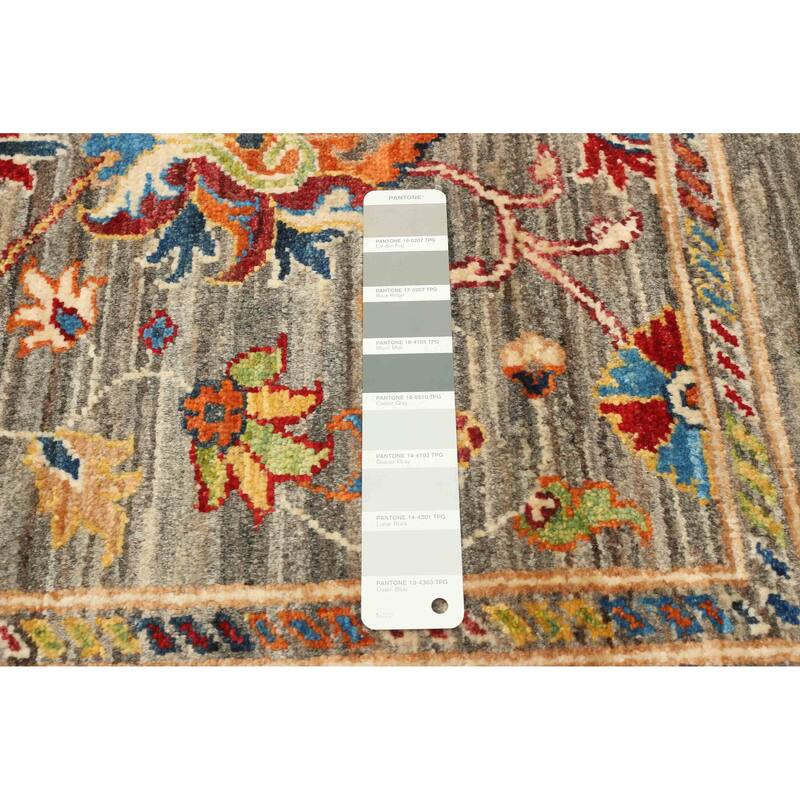 ECARPETGALLERY Hand-knotted Uzbek Ghazni Grey Wool Rug - 2'9 x 3'11