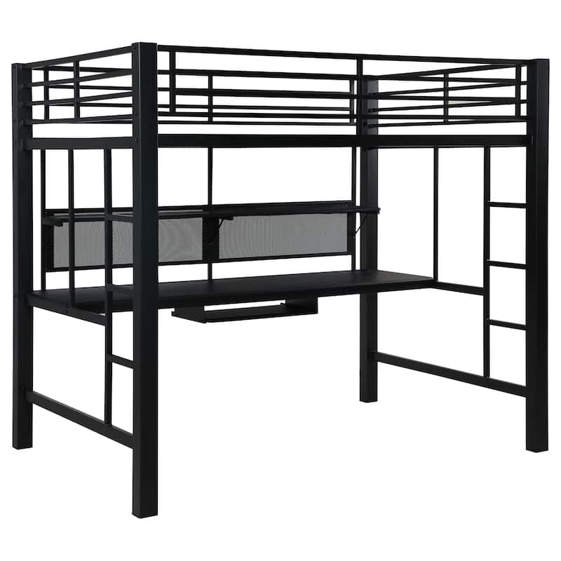 Avalon Contemporary Black Full Workstation Loft Bed