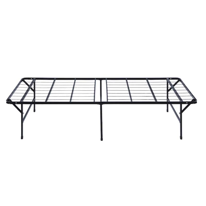 Adel King Size Low Profile Bed Foldable Metal Frame, Black
