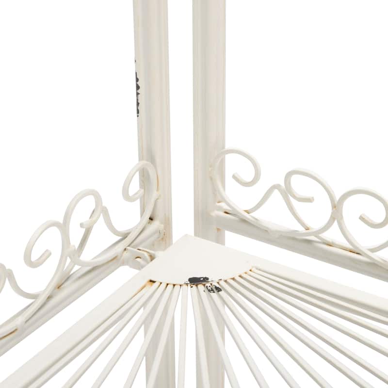 SAFAVIEH Shyla Victorian Wrought Iron 4-Tier Outdoor Corner Shelf - 14 In. W x 14 In. D x 60 In. H - 14Wx14Dx60H