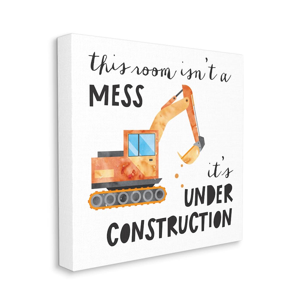 Stupell This Room is Under Construction Kids' Room Sign Canvas Wall Art - Orange