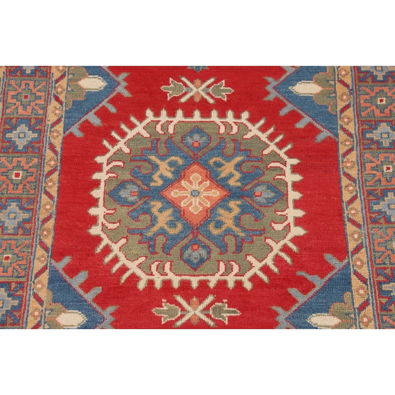 Red Kazak Accent Rug Hand-Knotted Wool Carpet - 3'4" x 5'1"