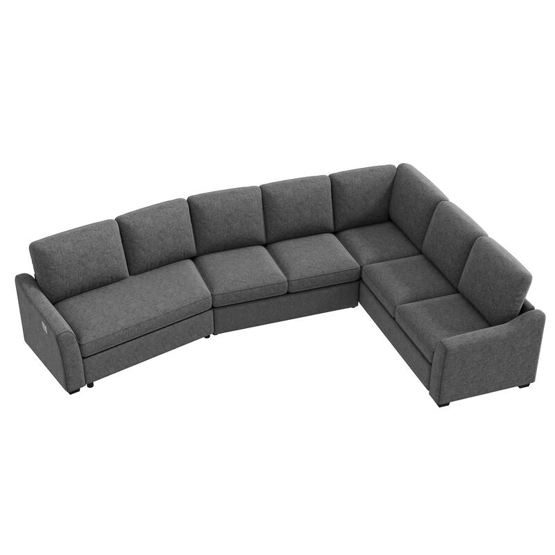 129.5" Sectional Sleeper Sofa with Pull-Out Bed Modern L-Shape Couch Bed