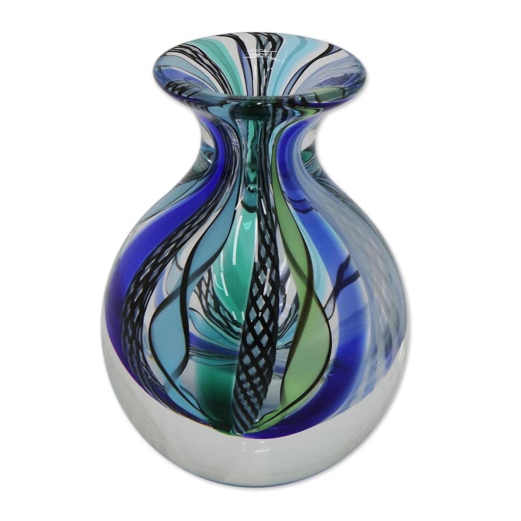 Novica Handmade Carnival Color Petite Handblown Recycled Glass Art Bud Vase