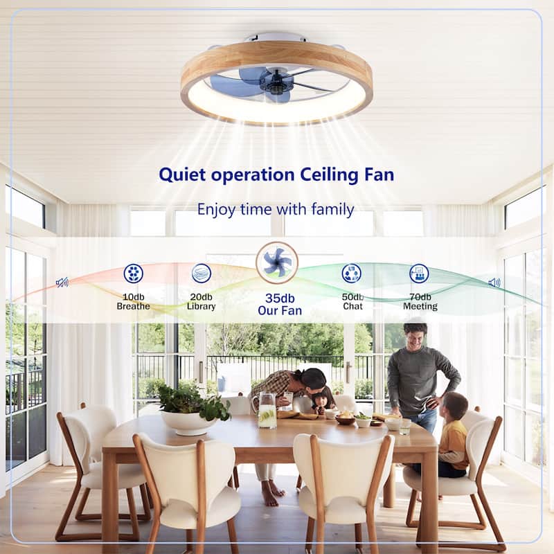 20" Caged Ceiling Fans Flush Mount,Low Profile Fabric Farmhouse Ceiling Fan with Remote Control - N/A