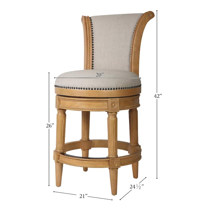Copper Grove Rijssen Counter-Height Wood Swivel Stool, Faux Leather Seat