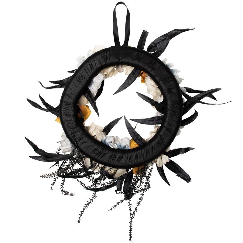 Skulls with Roses Halloween Foliage Wreath - 14" - Unlit