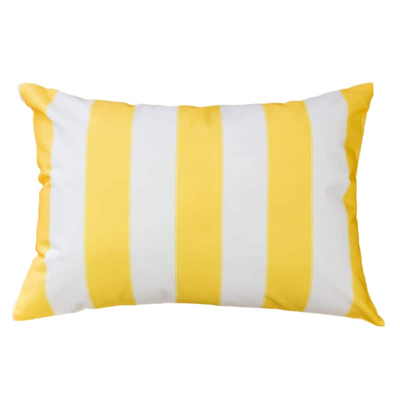 Striped Throw Pillow Indoor Outdoor Use Weather Resistant 14x20 Inches - Yellow