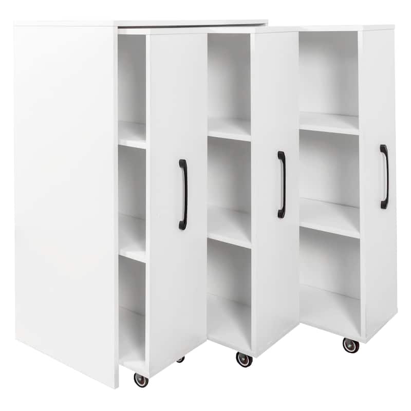 Anmytek Multi Functional 3 Tier Slide Out Door Bookcase - With Wheels Hidden Storage Cabinet