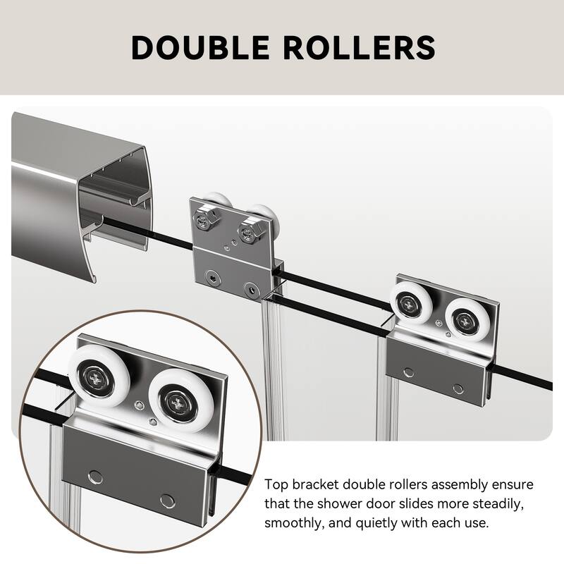 56-60" Semi-Frameless Double Sliding Tub Door, 6mm Tempered Glass Bypass Bathtub Shower Enclosure - 60x58"