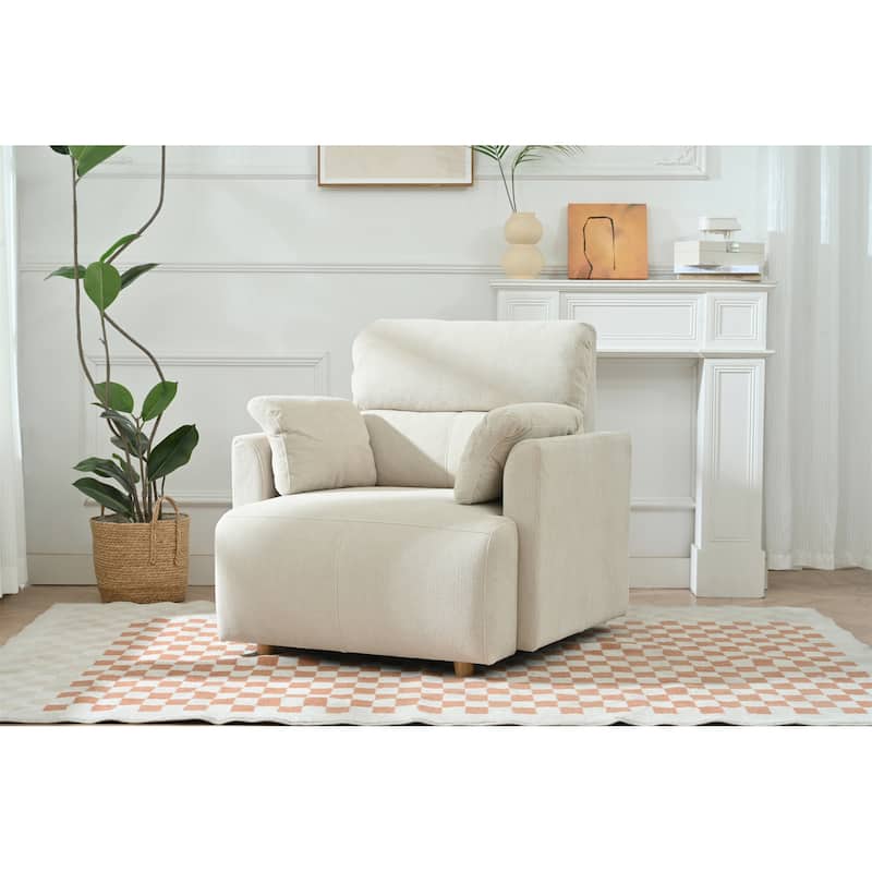 GDFStudio - Oversized 35" Accent Chair with Storage Ottoman