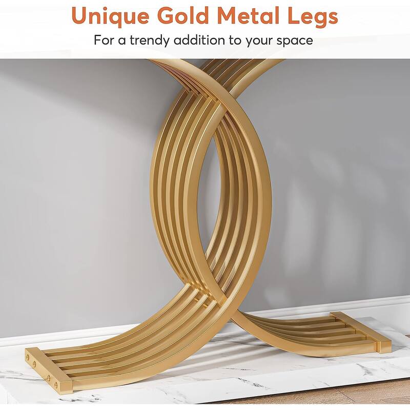 Console Table, Entryway Table with Geometric Legs, Sofa Table - 11.81"D x 39.37"W x 31.49"H