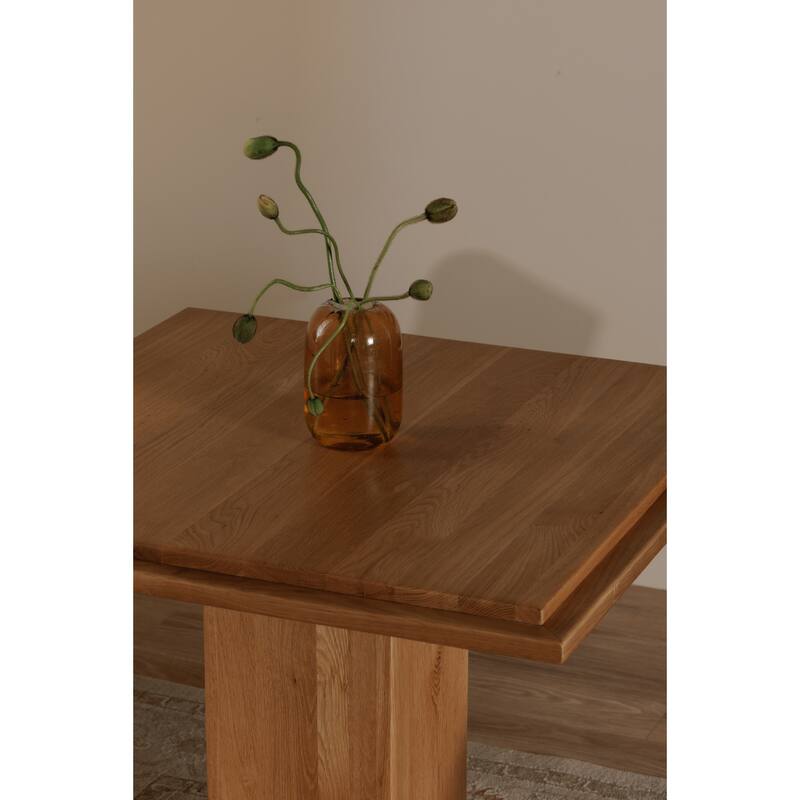 NADAAL STUDIOS Calyx Bar Table, Double Square Solid Walnut Top with Curved Edge, Square Base, Natural Walnut