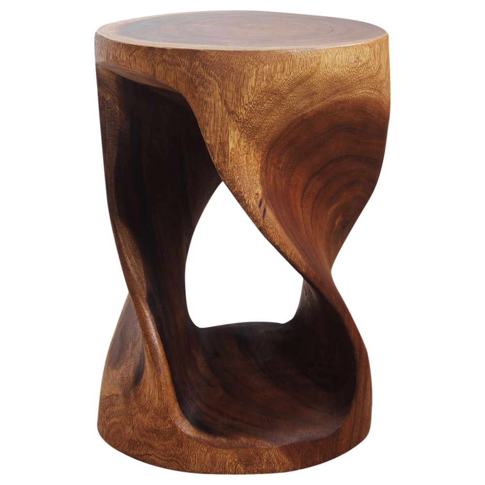 Haussmann Round Twist Solid Wood End Table - 14 in dia x 20 in H - Walnut - 14 x 14 x 290