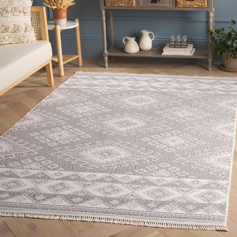 SAFAVIEH Prairie Bina Modern & Contemporary Cotton Rug - 5'3" x 7'6" - Taupe/Ivory