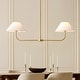 preview thumbnail 12 of 22, Rennnsan 2-Light Modern Black/Gold Linear Fabric Cone Large Pendant Light for Kitchen Island