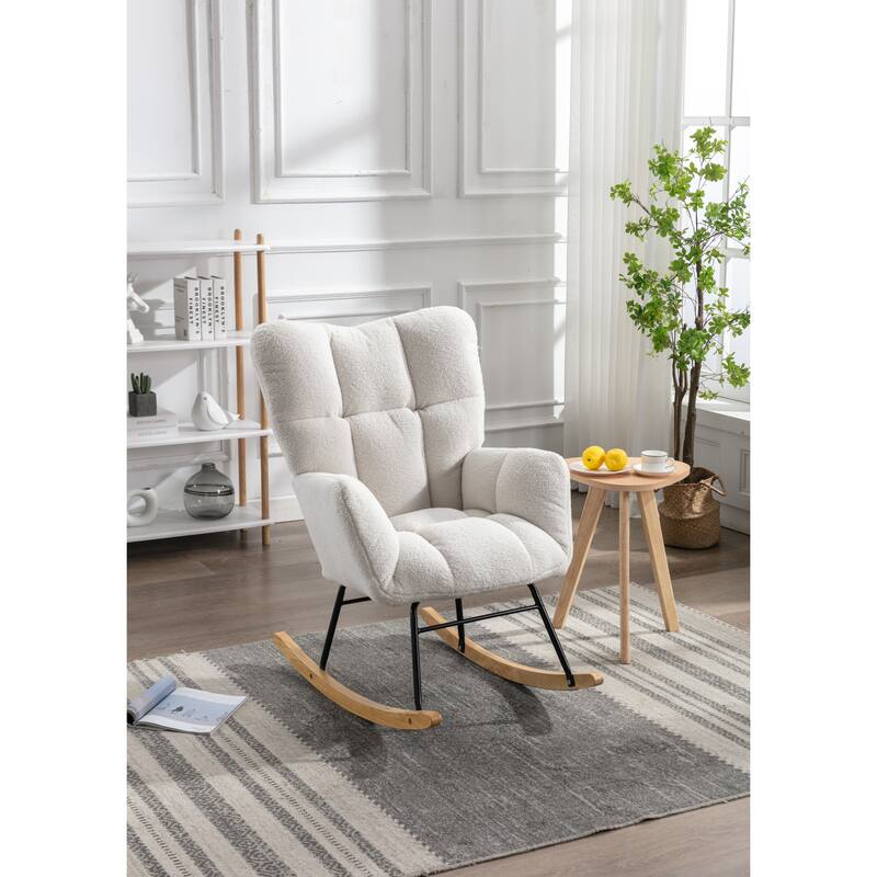 31.5" High Back Buttons Tufted Rocking Chair