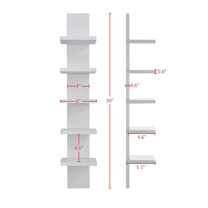 Danya B. Utility Column 5.5" x 6" x 30" Spine Wall Shelves - Pine