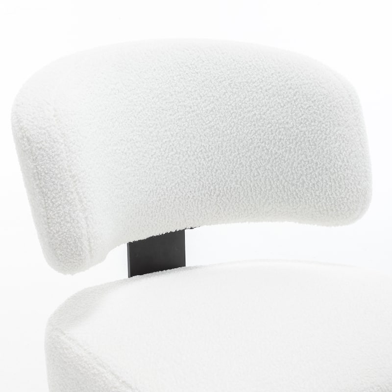 SEYNAR Modern Armless Faux Sherpa Accent Chair with Metal Legs Set of 2